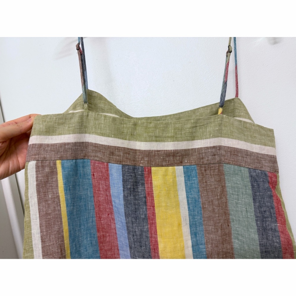 NWT Staud Laura Linen Maxi Dress Market Stripe Colorful Rainbow Sundress M - Picture 9 of 12